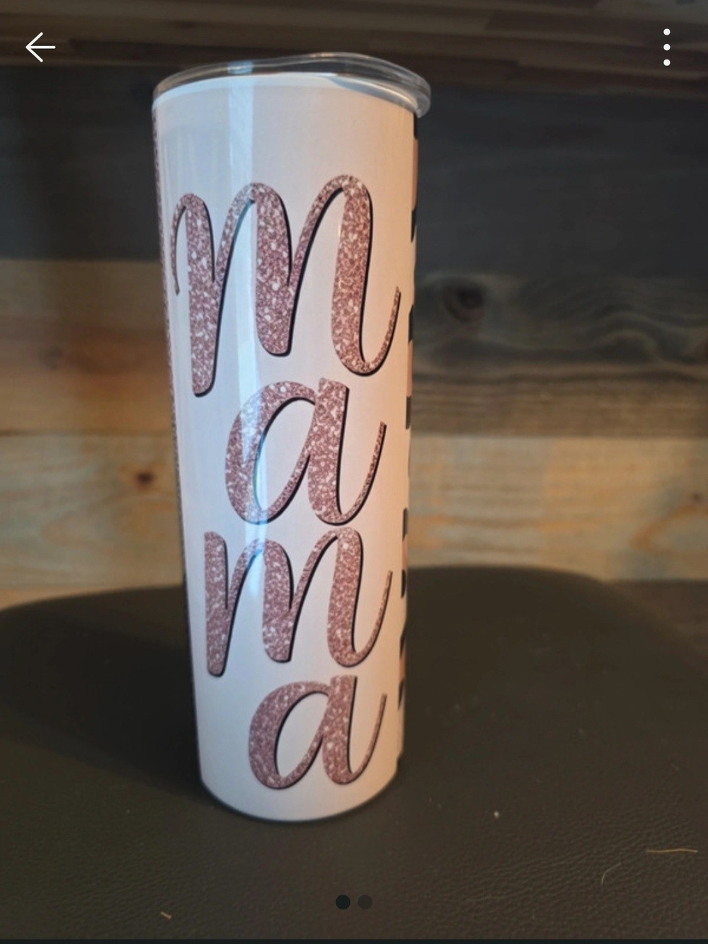 Mama Glitter Script Pink Travel Tumbler Custom Made